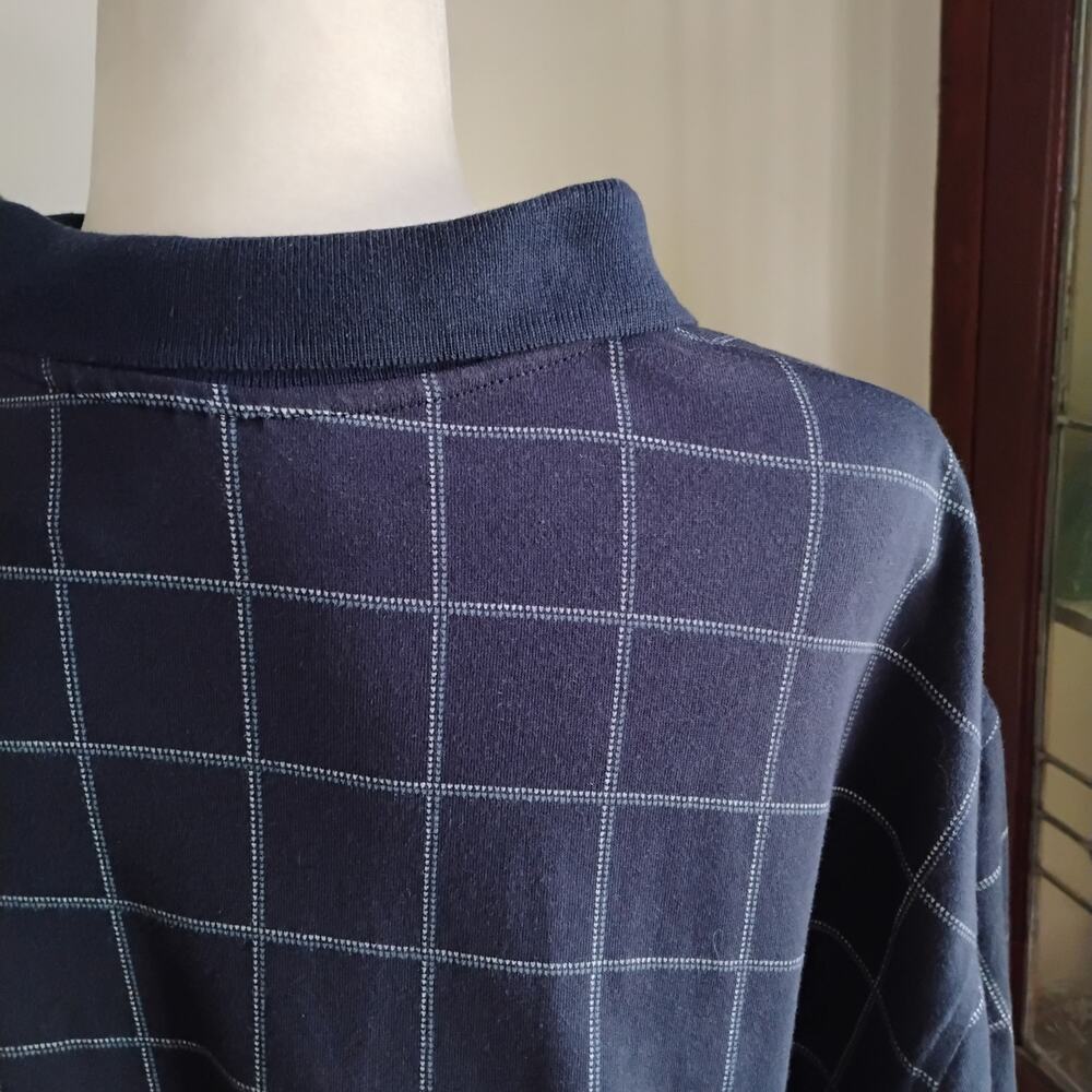 Vintage 90s Puritan Navy White Check Polo Shirt XL Short Cotton - Picture 10 of 17